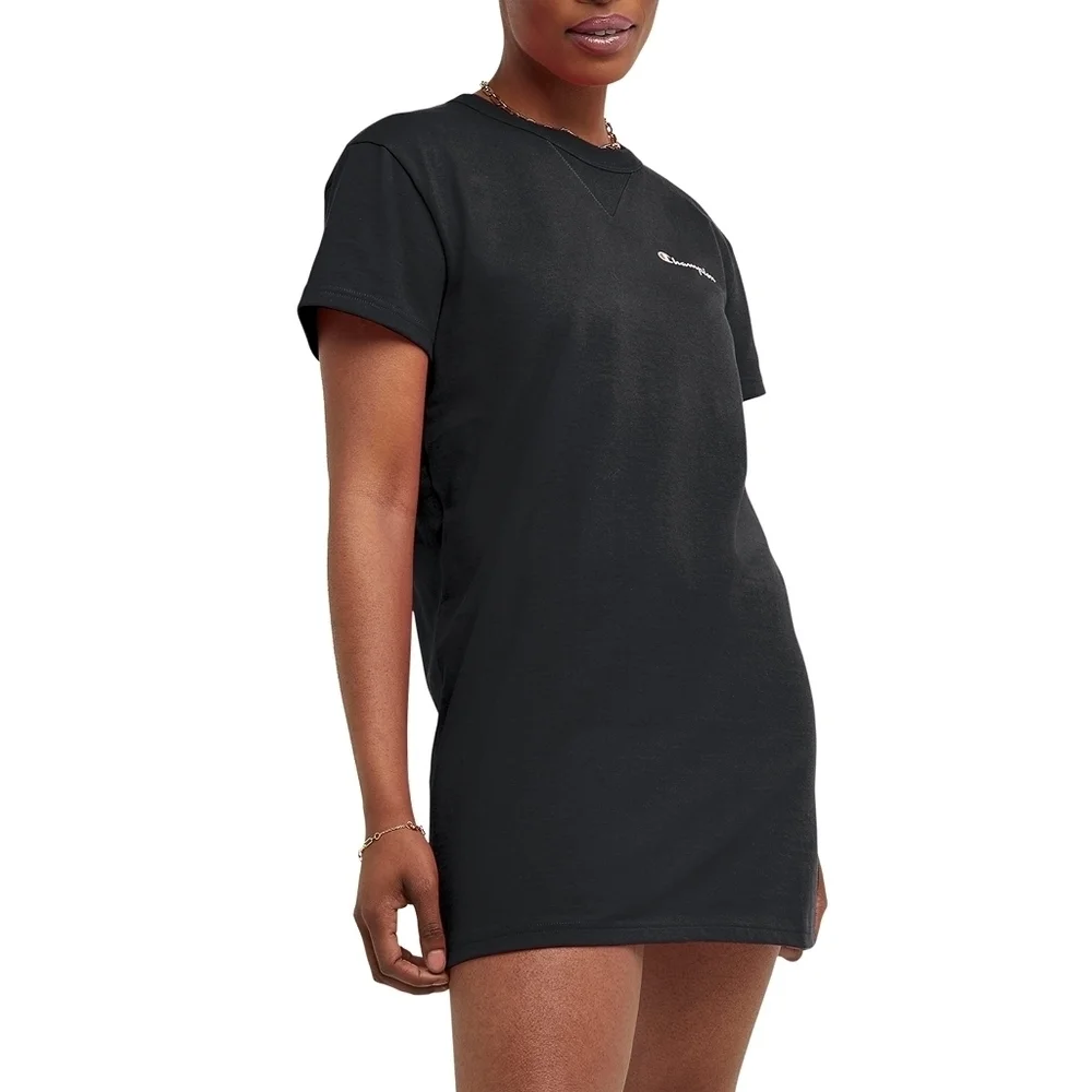 champion tee shirt dress Champion Womens Color Trim Logo T-Shirt Dress Black XS